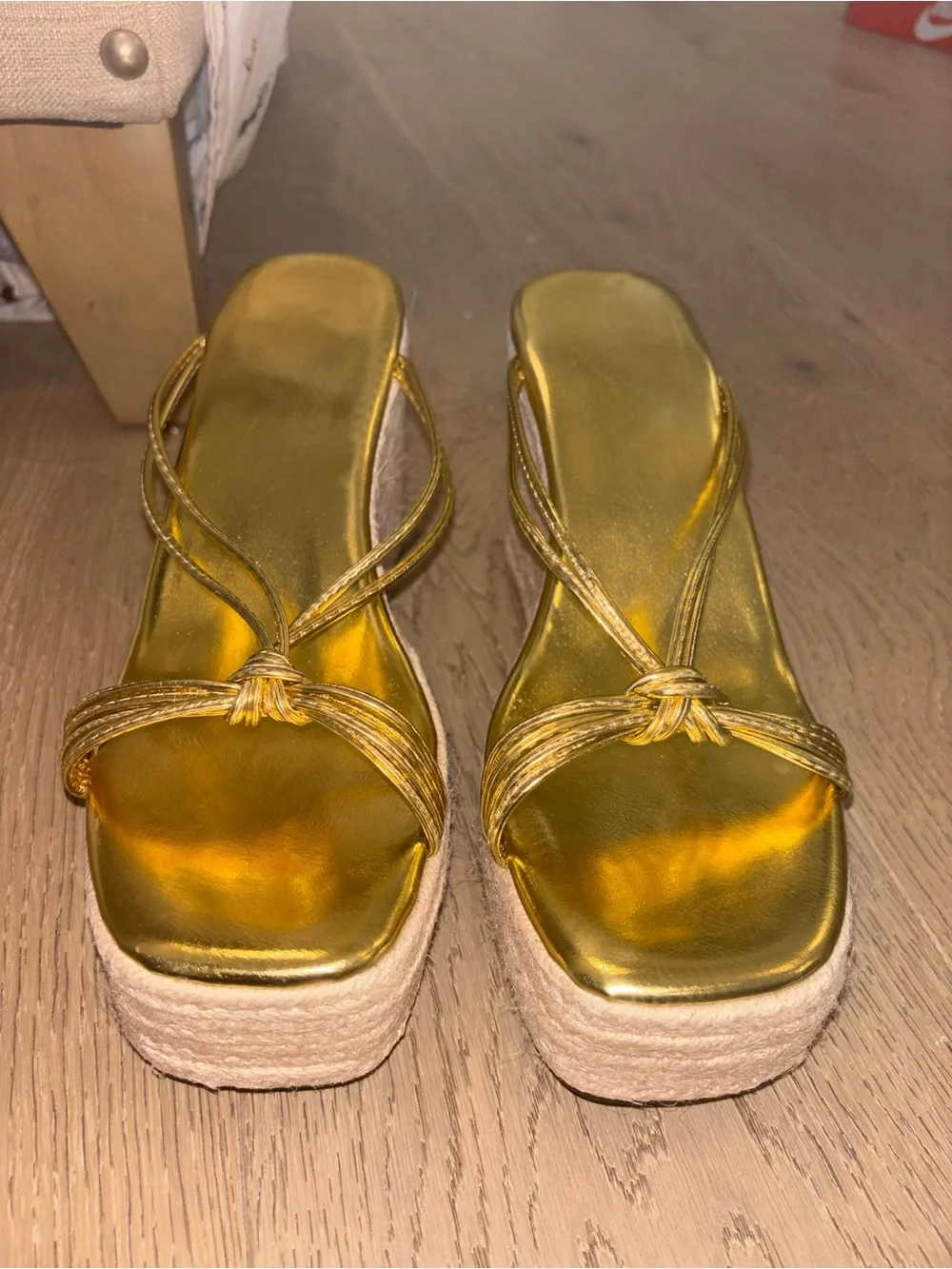 Espadrille Wedge Gold Saldals - Women's